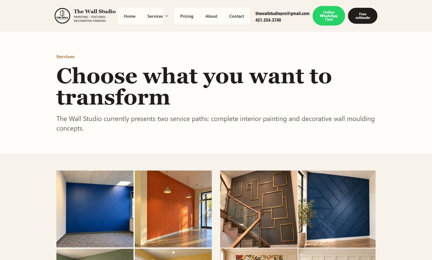 The Wall Studio homepage screenshot