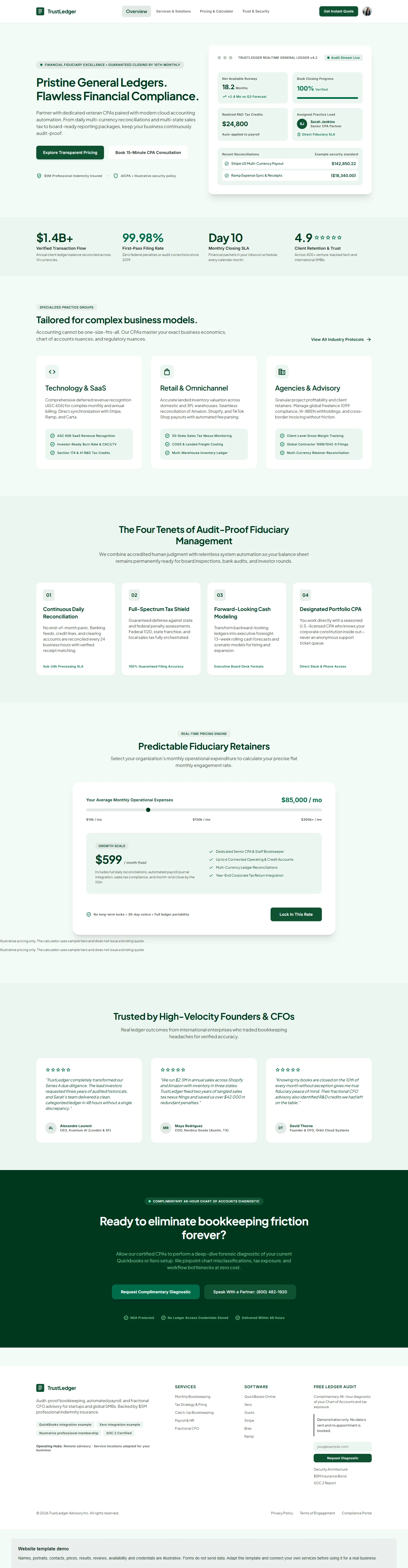 TrustLedger website template preview
