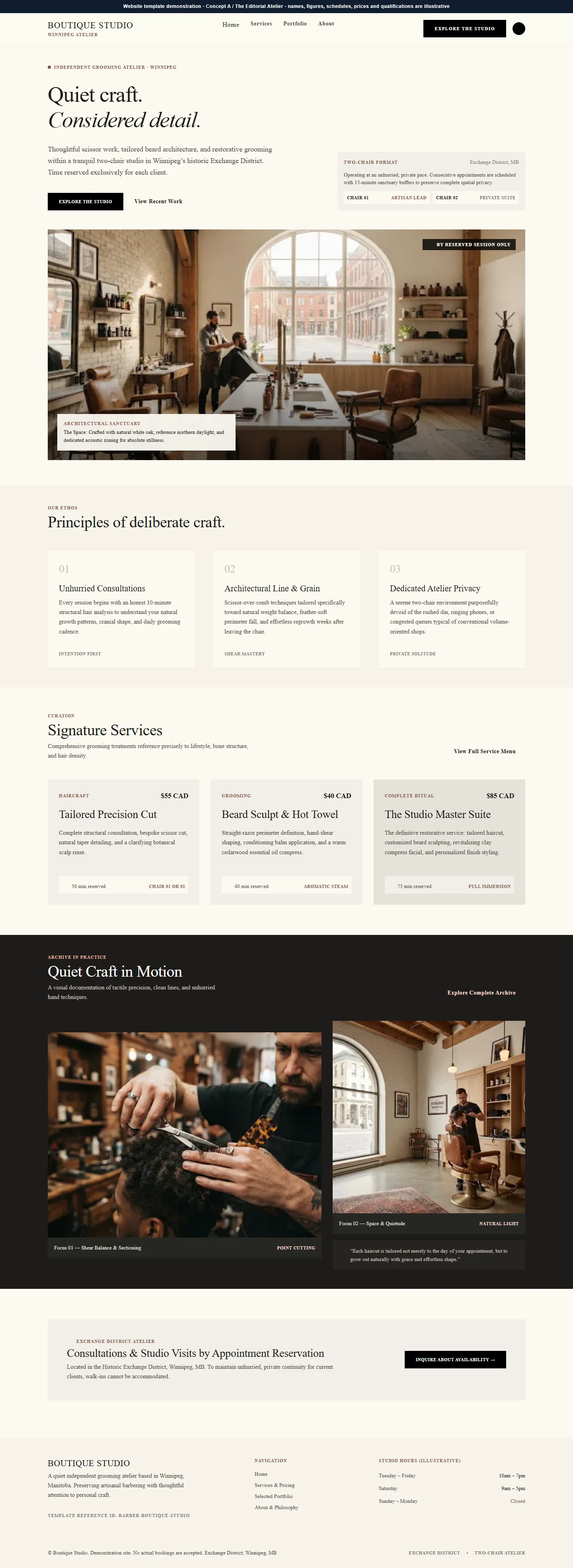 Boutique Studio website template preview