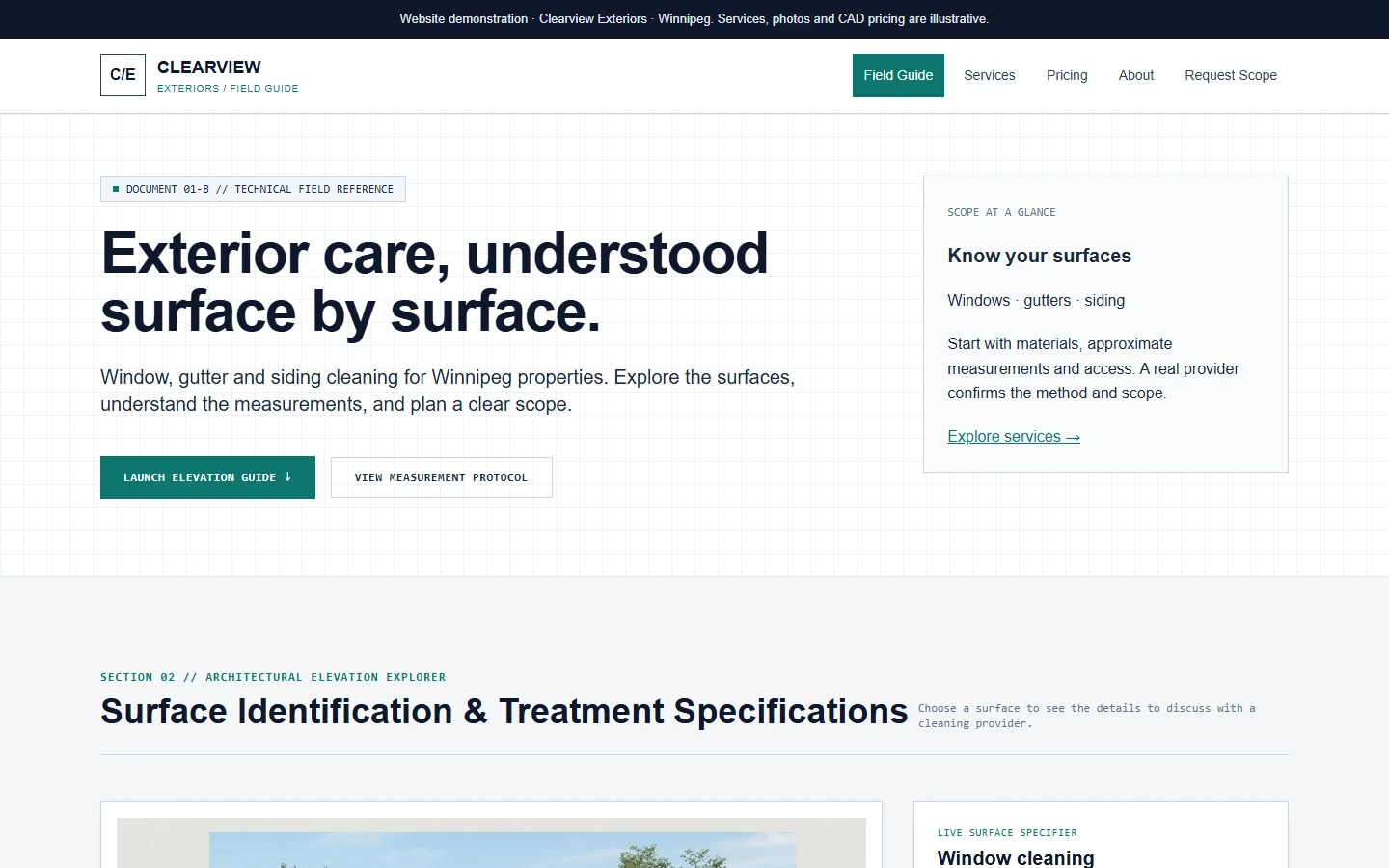 Clearview Exteriors website template preview