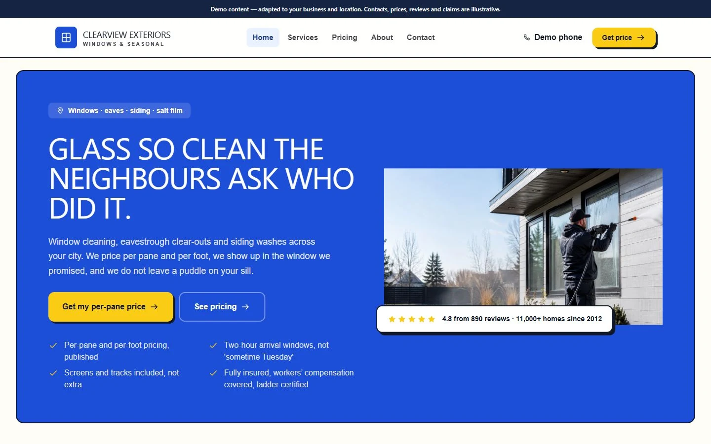 Clearview Exteriors website template preview