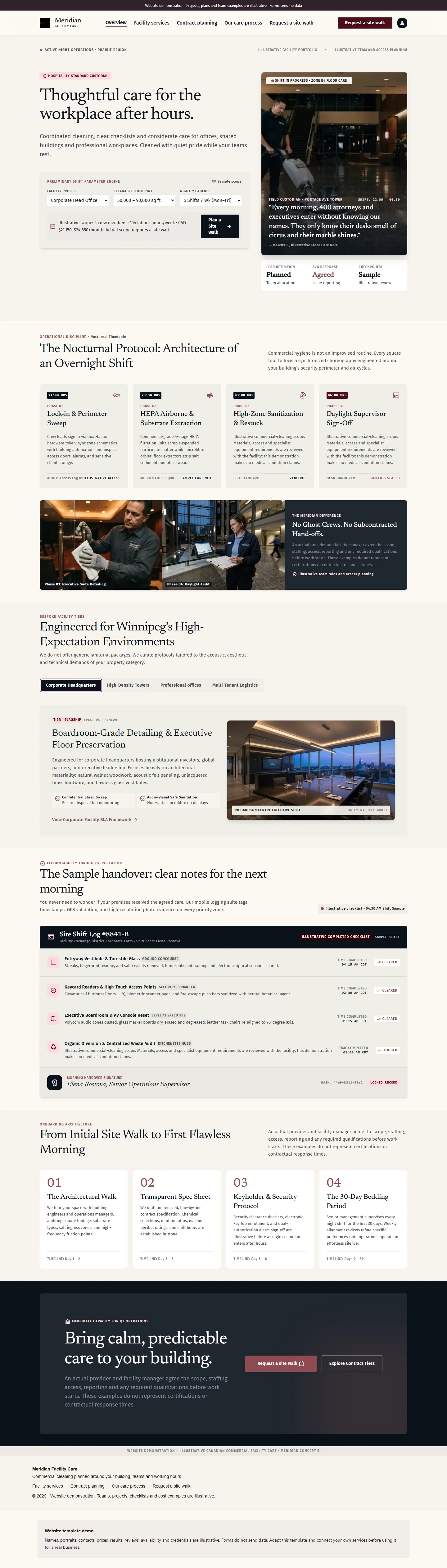 Meridian Facility Care website template preview