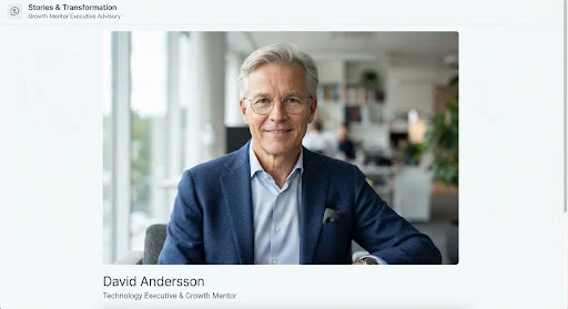 Headshot of a male European technology executive with silver hair and wireframe glasses, dressed in a subtle navy blazer, natural calm lighting.