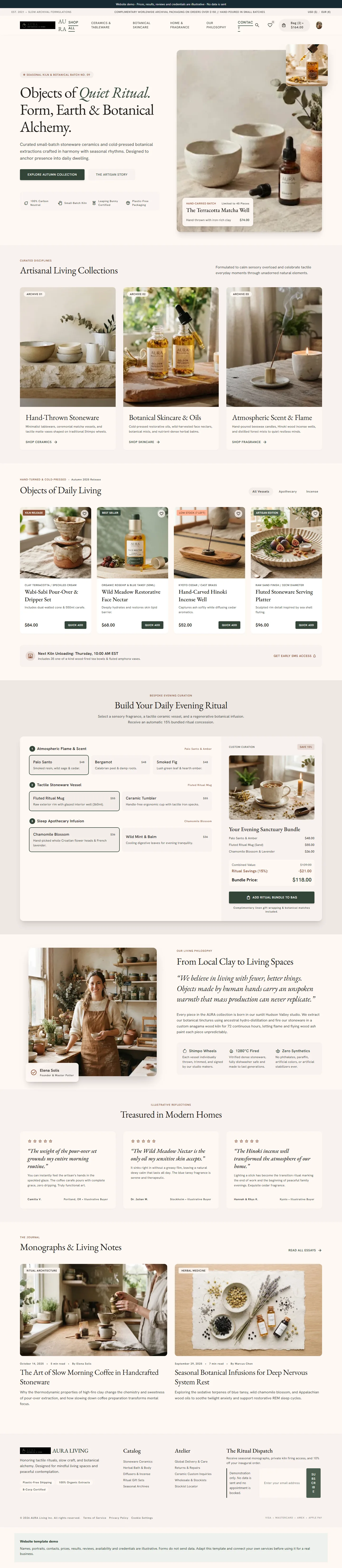 Aura Botanical Living website template preview