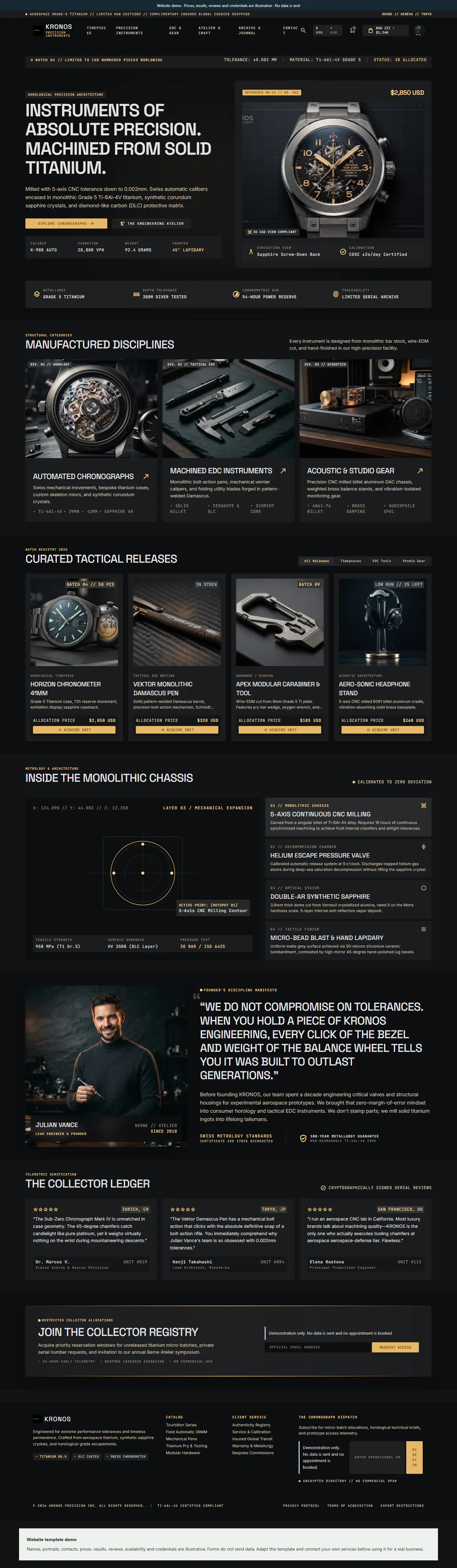 Kronos Precision Instruments website template preview