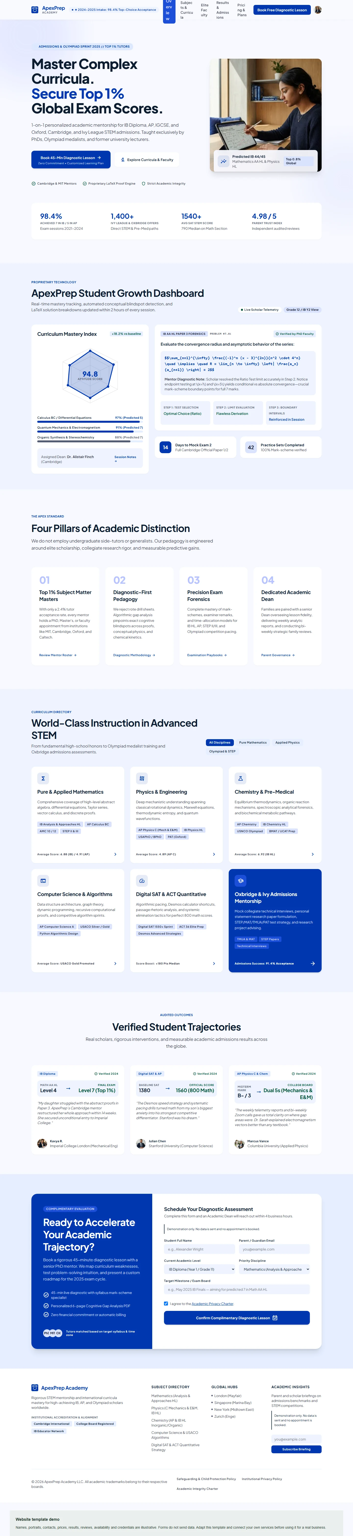 ApexPrep Academy website template preview
