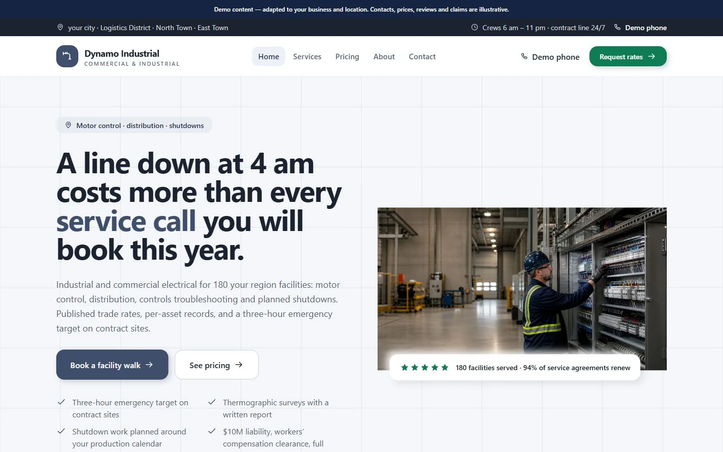 Dynamo Industrial website template preview