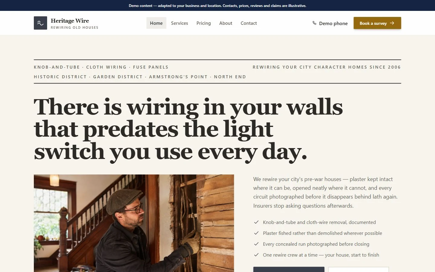 Heritage Wire website template preview