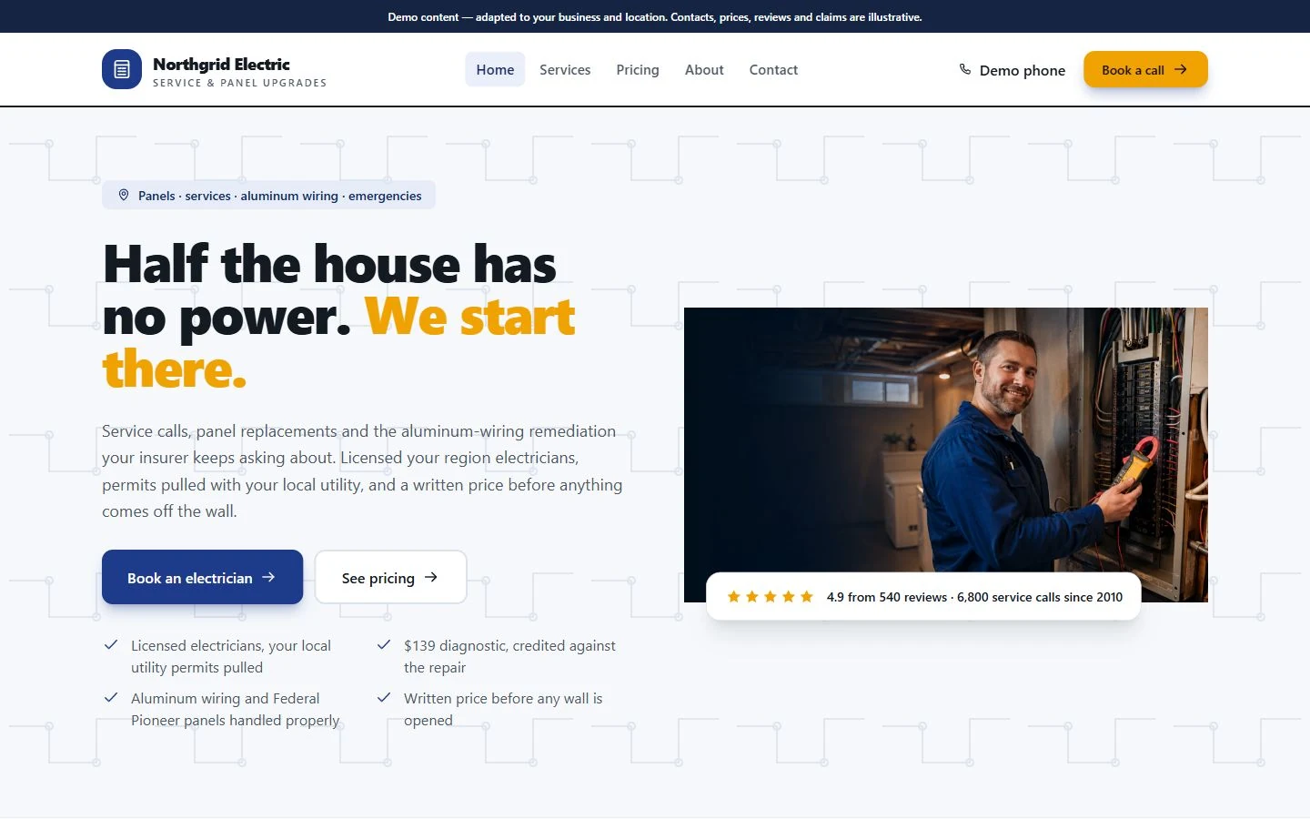 Northgrid Electric website template preview