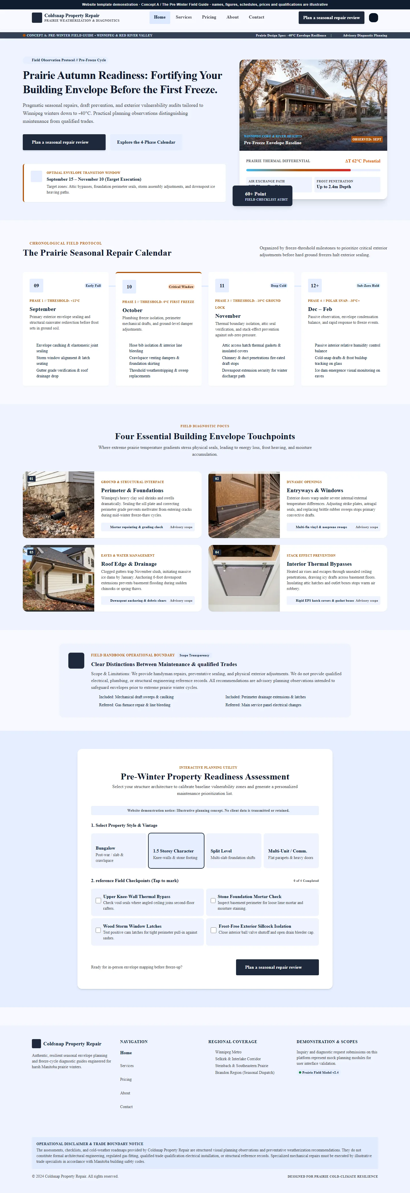 Coldsnap Property Repair website template preview