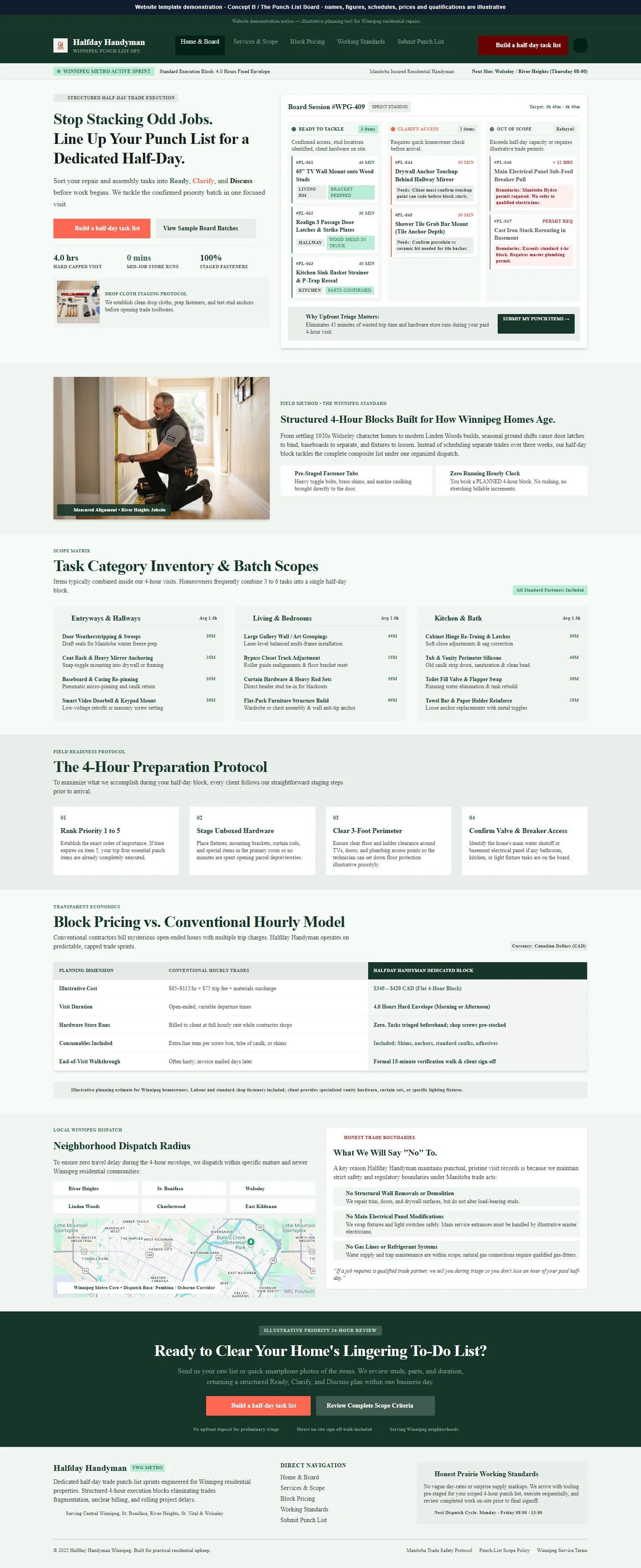 Halfday Handyman website template preview
