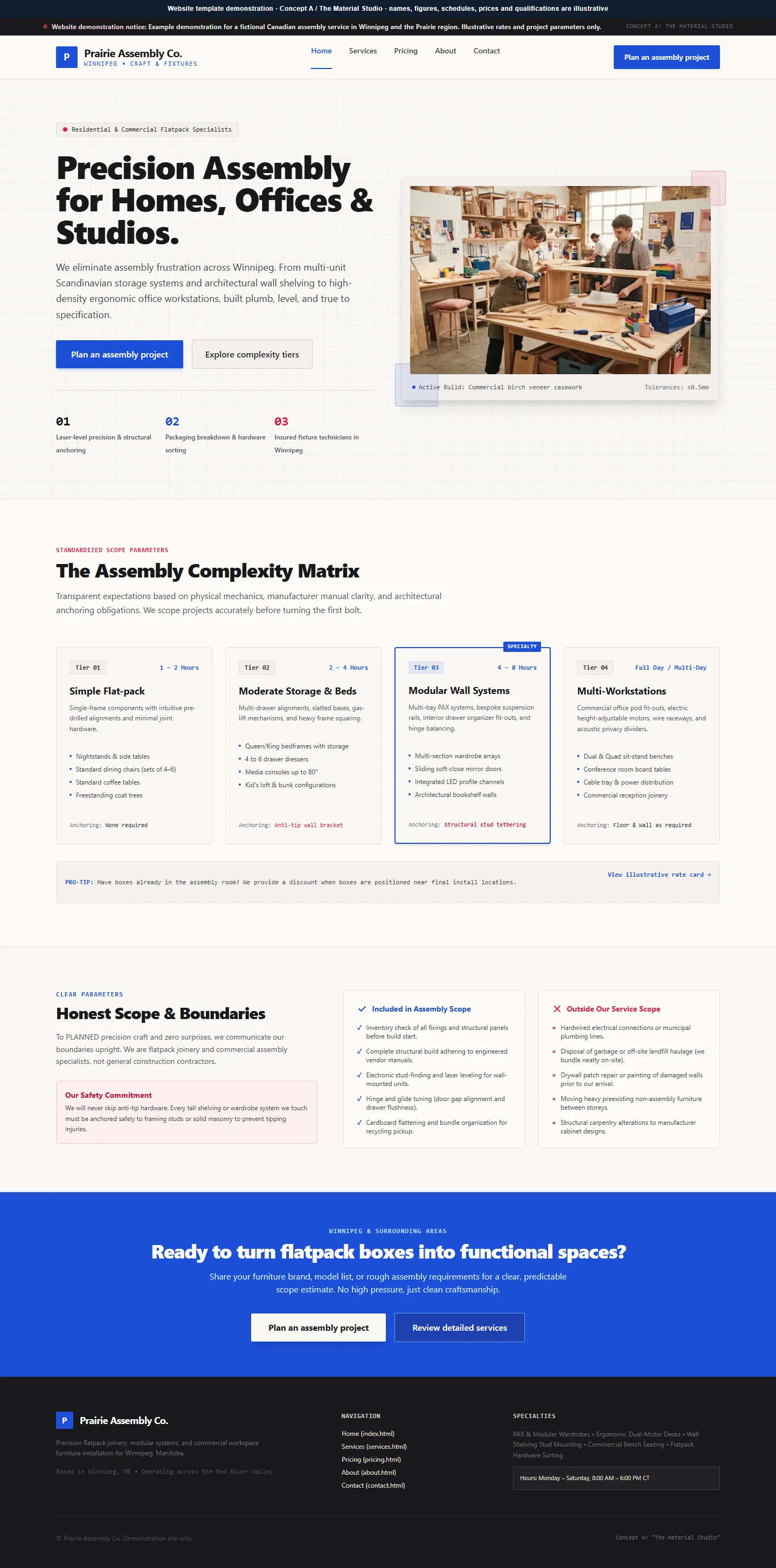 Prairie Assembly Co. website template preview