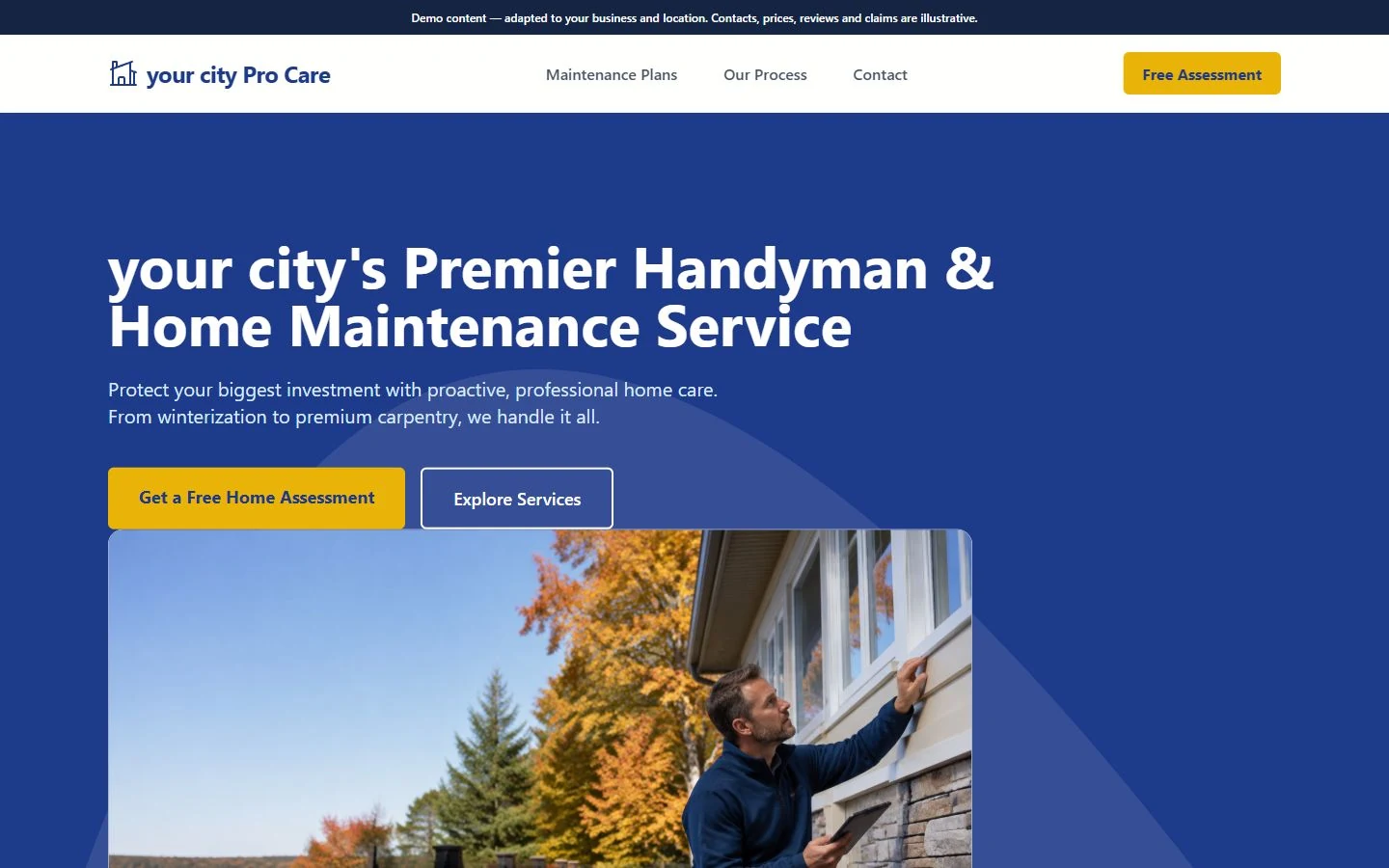 Pro Care Home Services website template preview