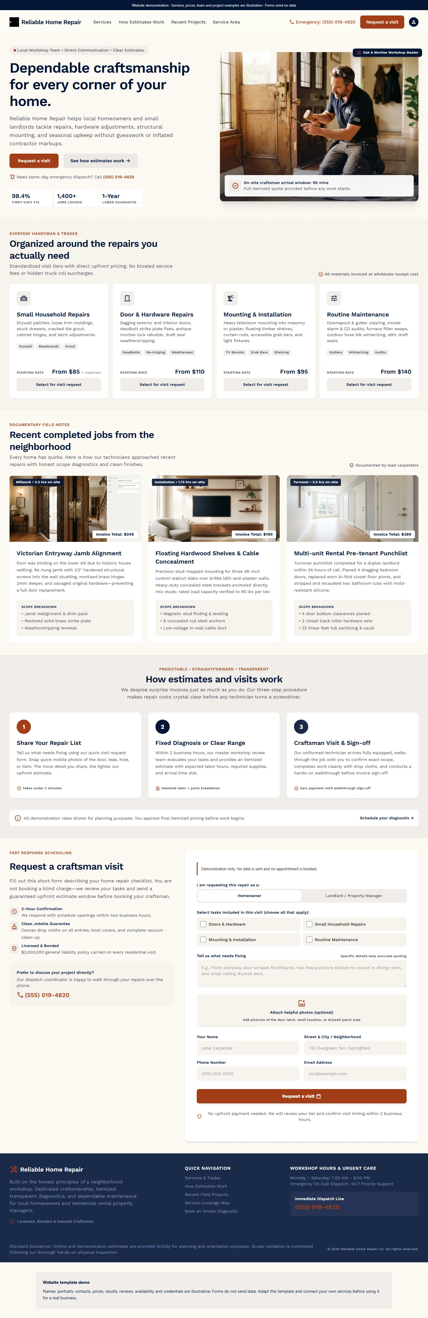 Reliable Home Repair website template preview