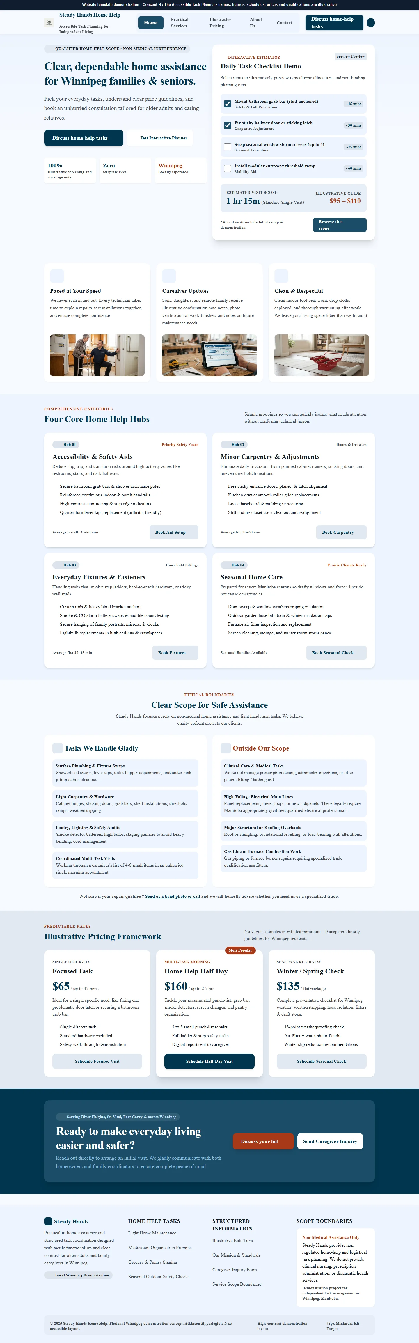 Steady Hands Home Help website template preview