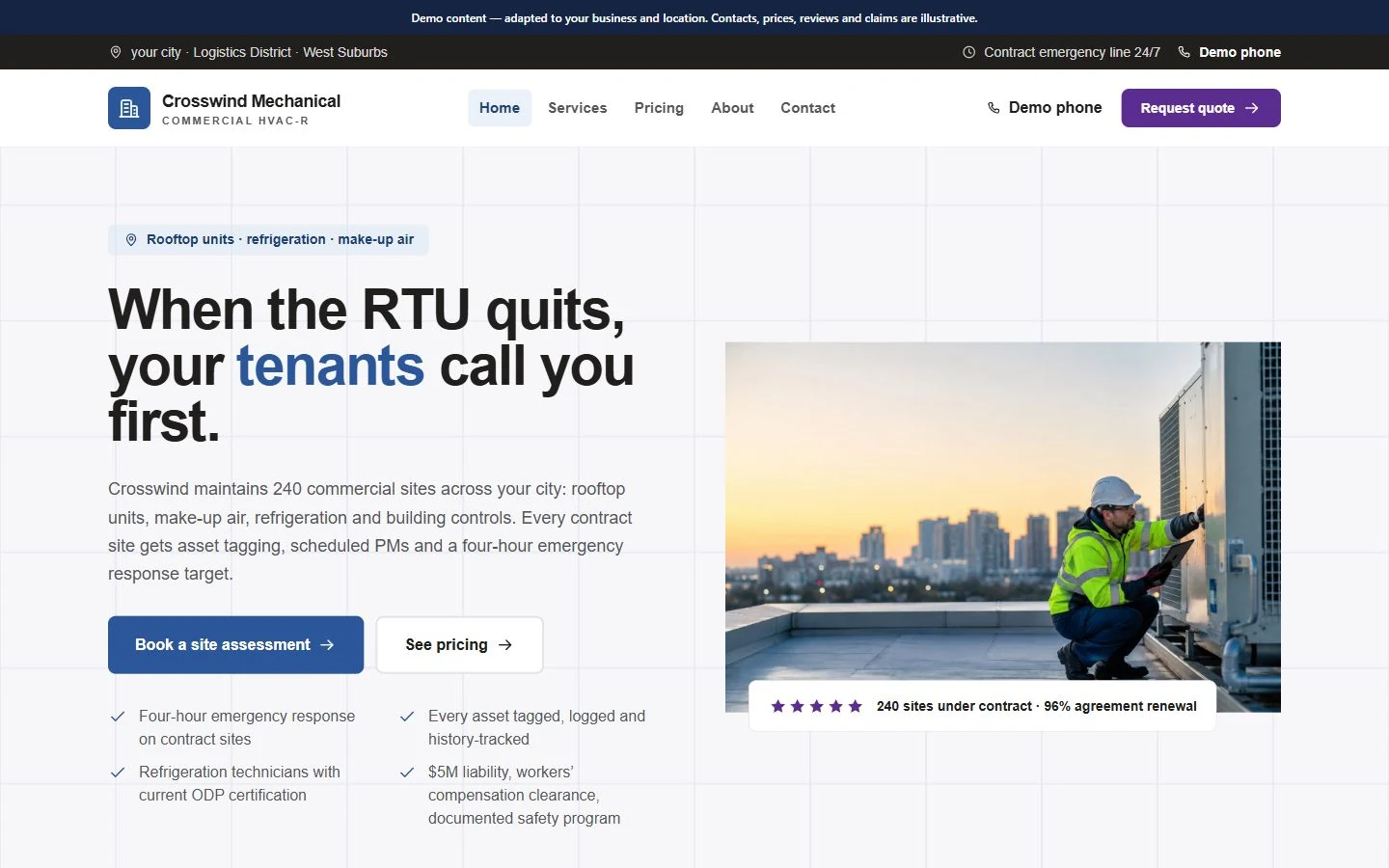 Crosswind Mechanical website template preview