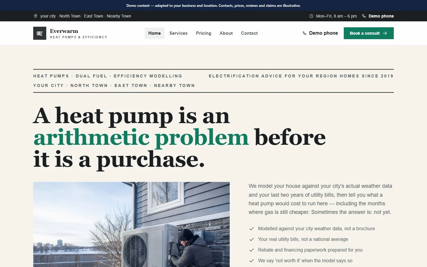 Everwarm website template preview
