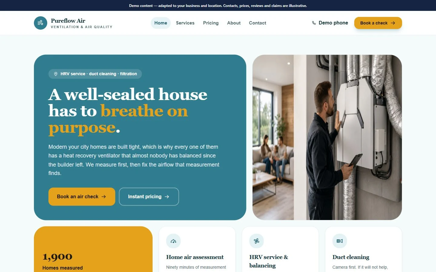 Pureflow Air website template preview
