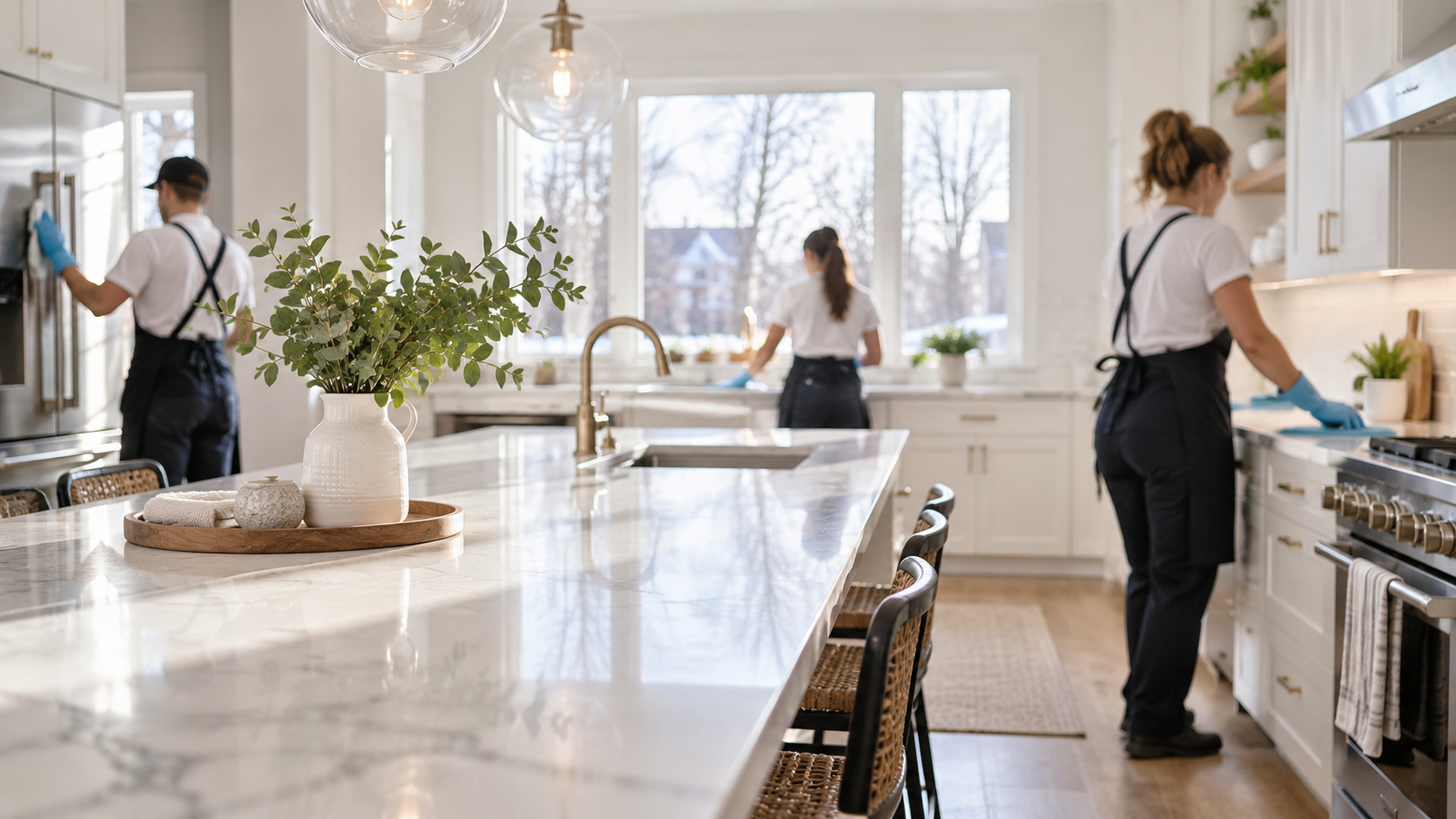 Friendly Sparkle & Co. cleaning team in your city