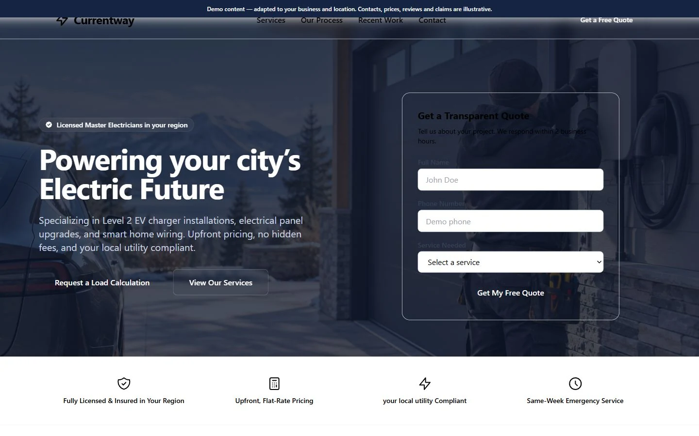 Currentway — Landing Page website template preview