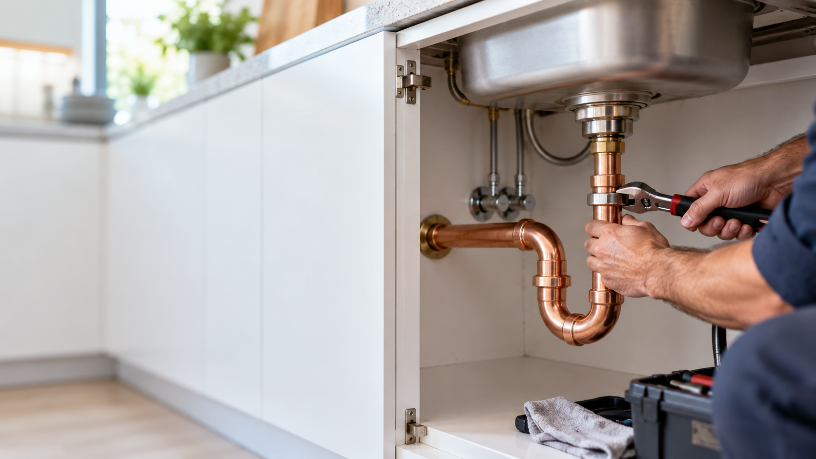 Redline Drain Co. plumber at work