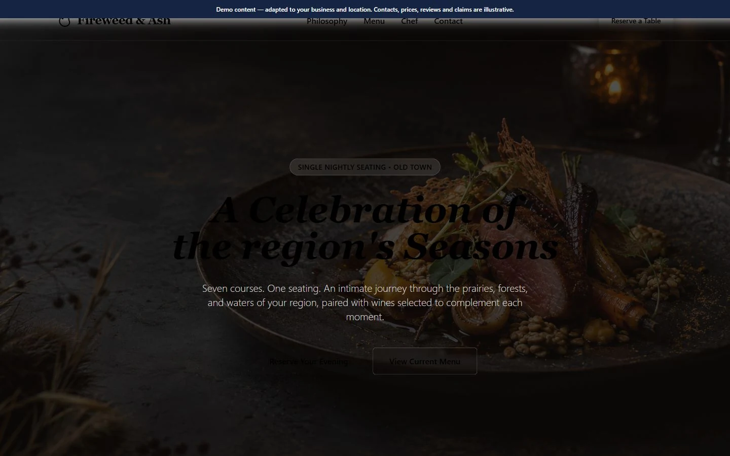 Fireweed & Ash — Landing Page website template preview