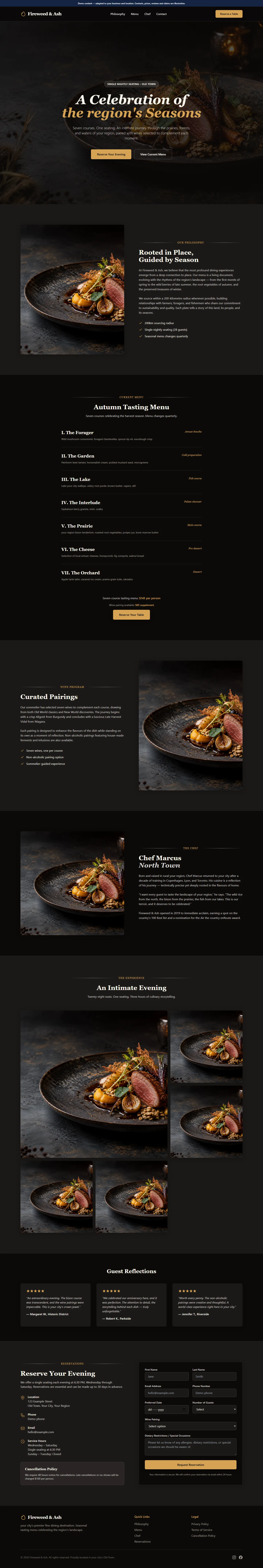 Fireweed & Ash — Landing Page website template preview