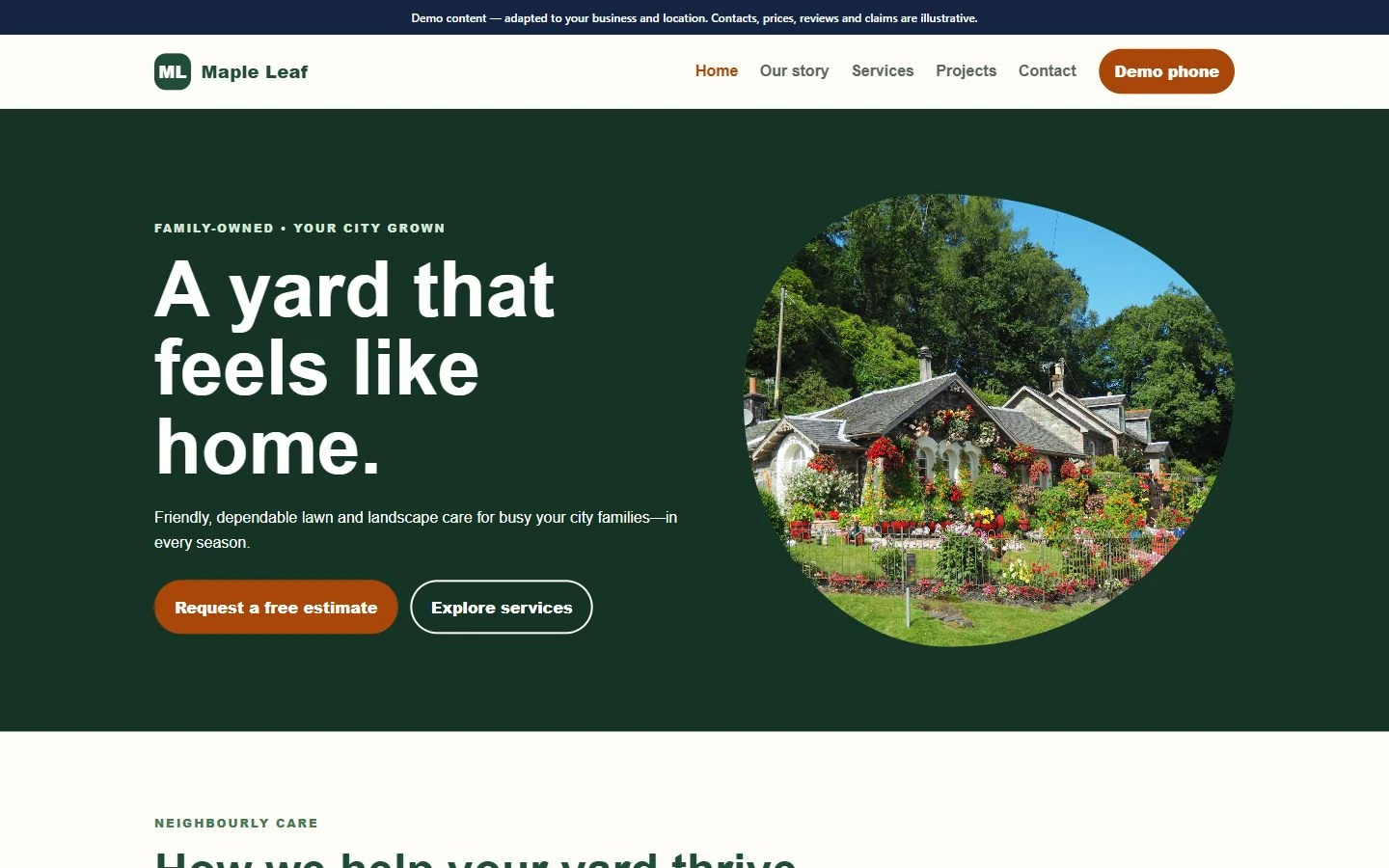 Maple Leaf Lawn & Landscape website template preview