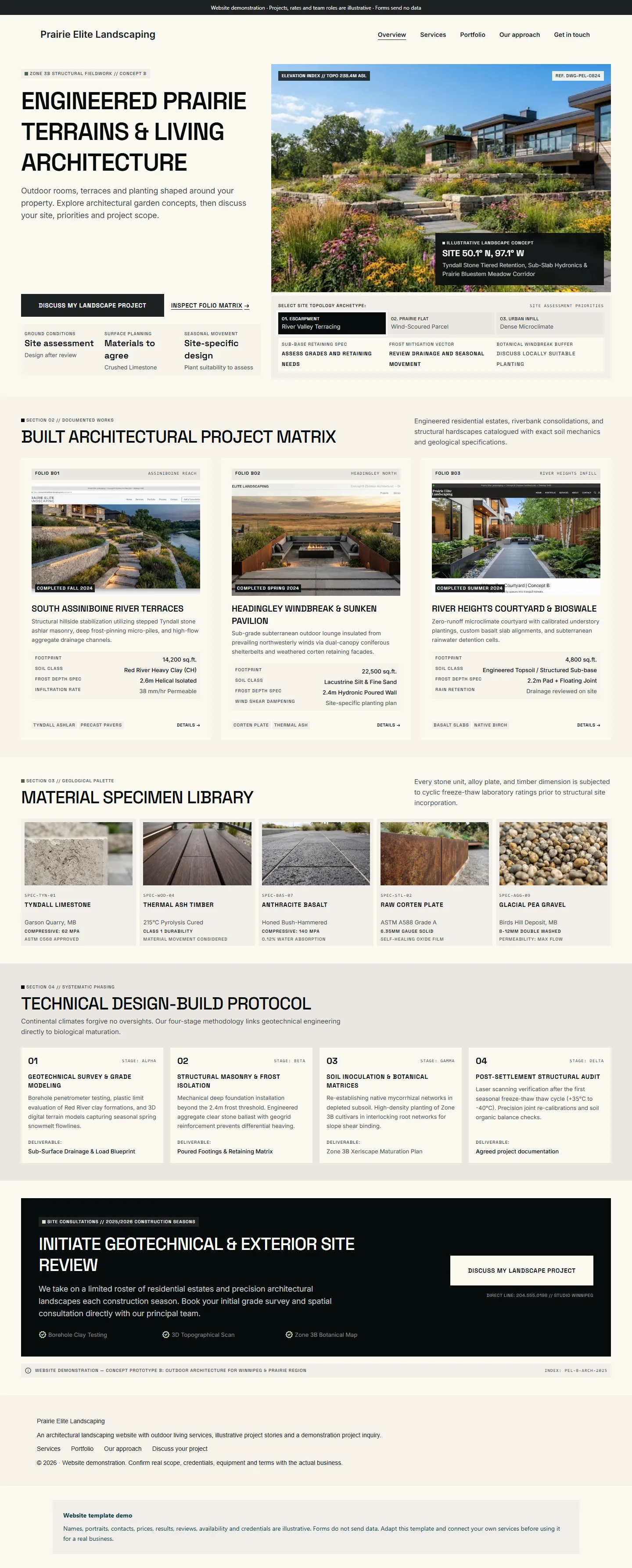 Prairie Elite Landscaping website template preview