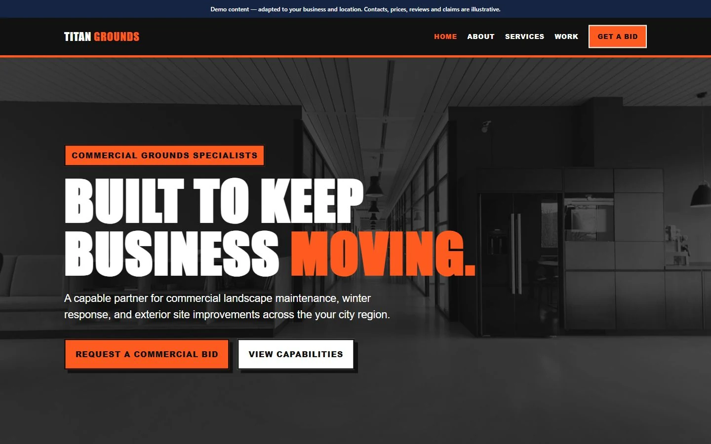 Titan Grounds Management website template preview