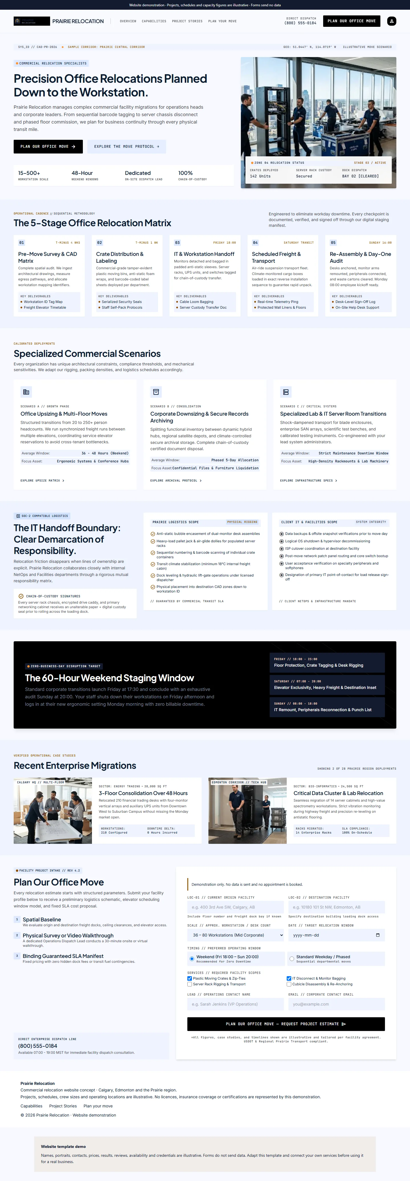 Prairie Relocation website template preview