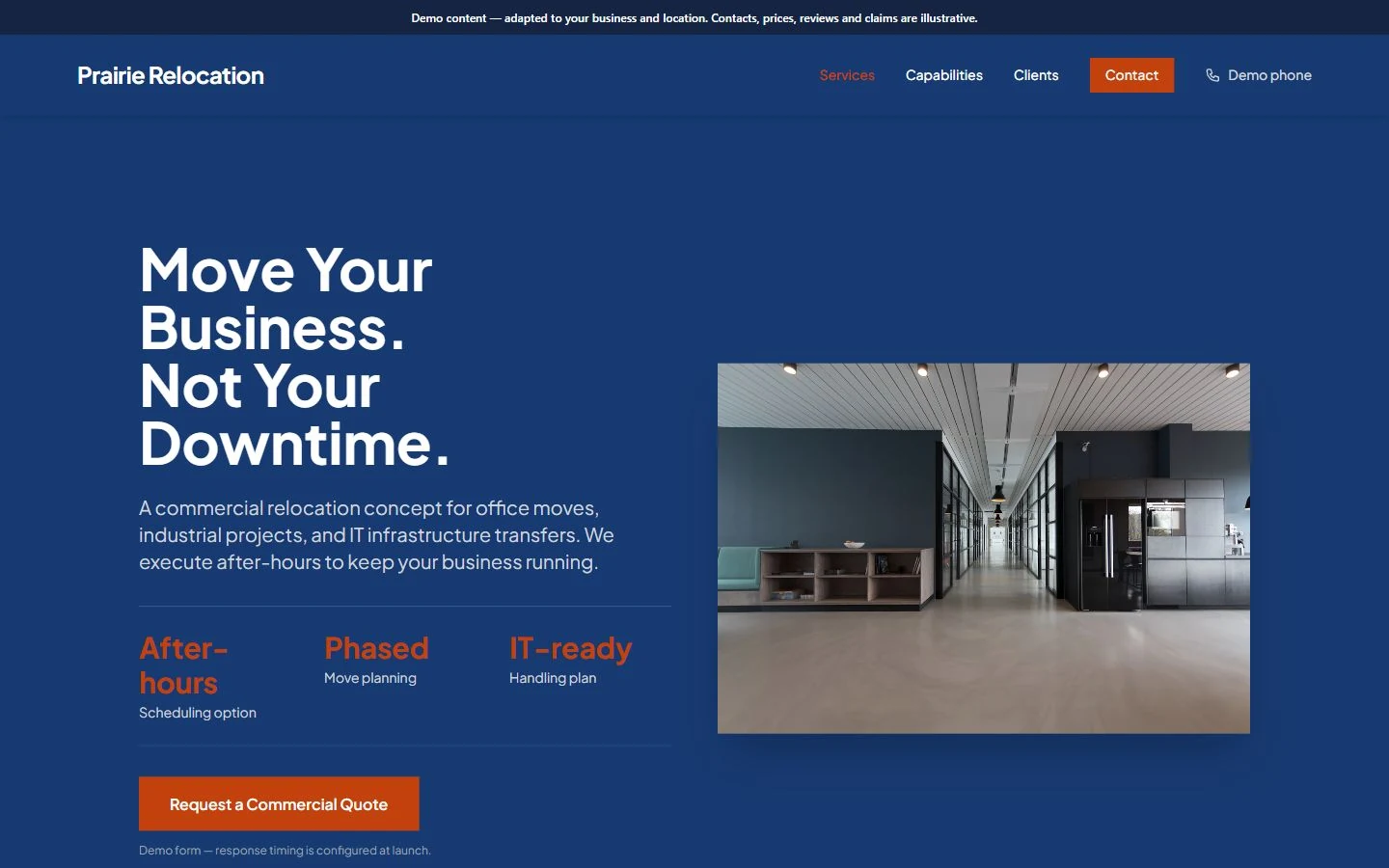 Prairie Relocation website template preview
