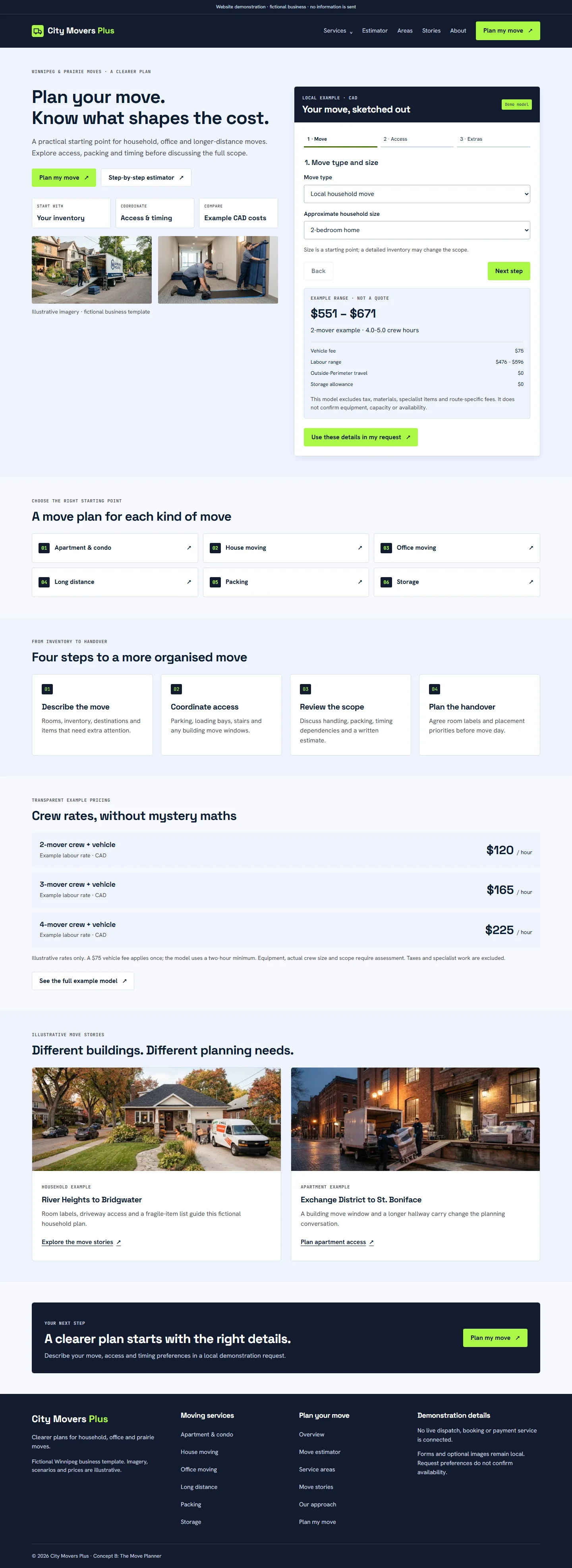 City Movers Plus website template preview