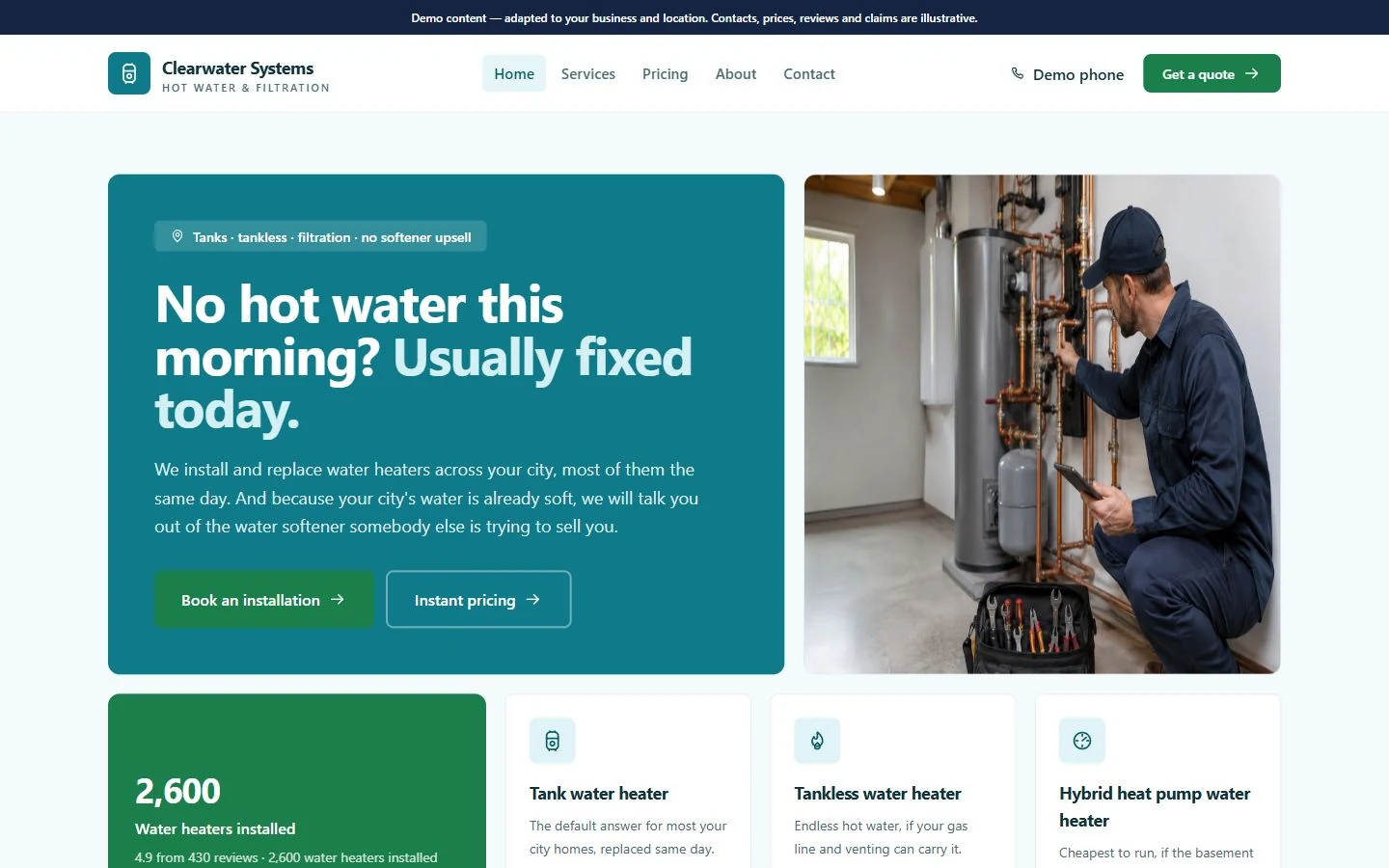 Clearwater Systems website template preview