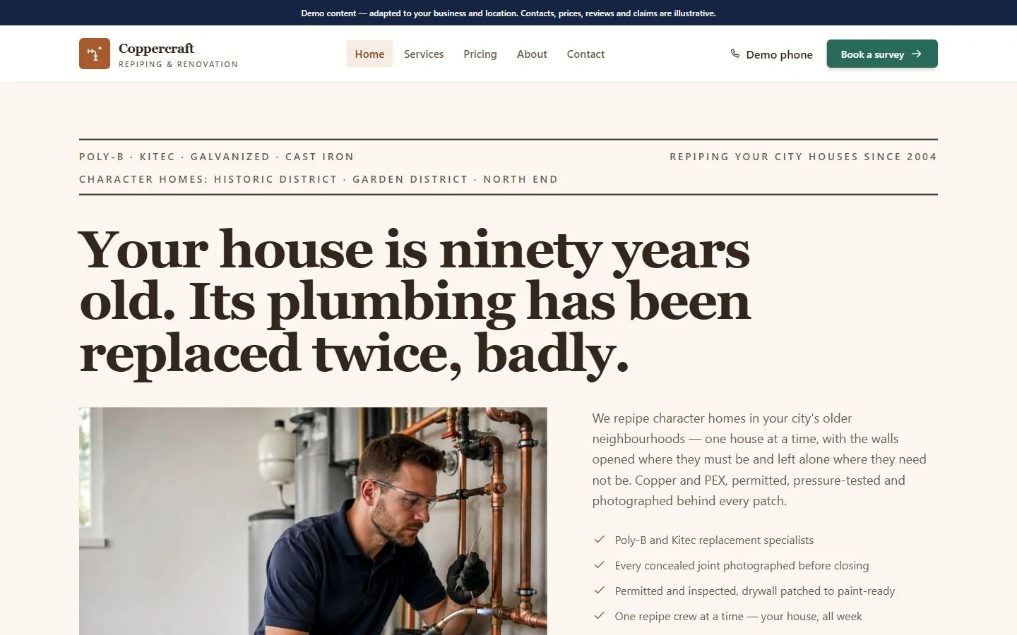 Coppercraft website template preview