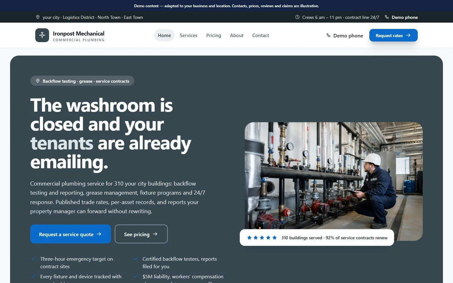 Ironpost Mechanical website template preview