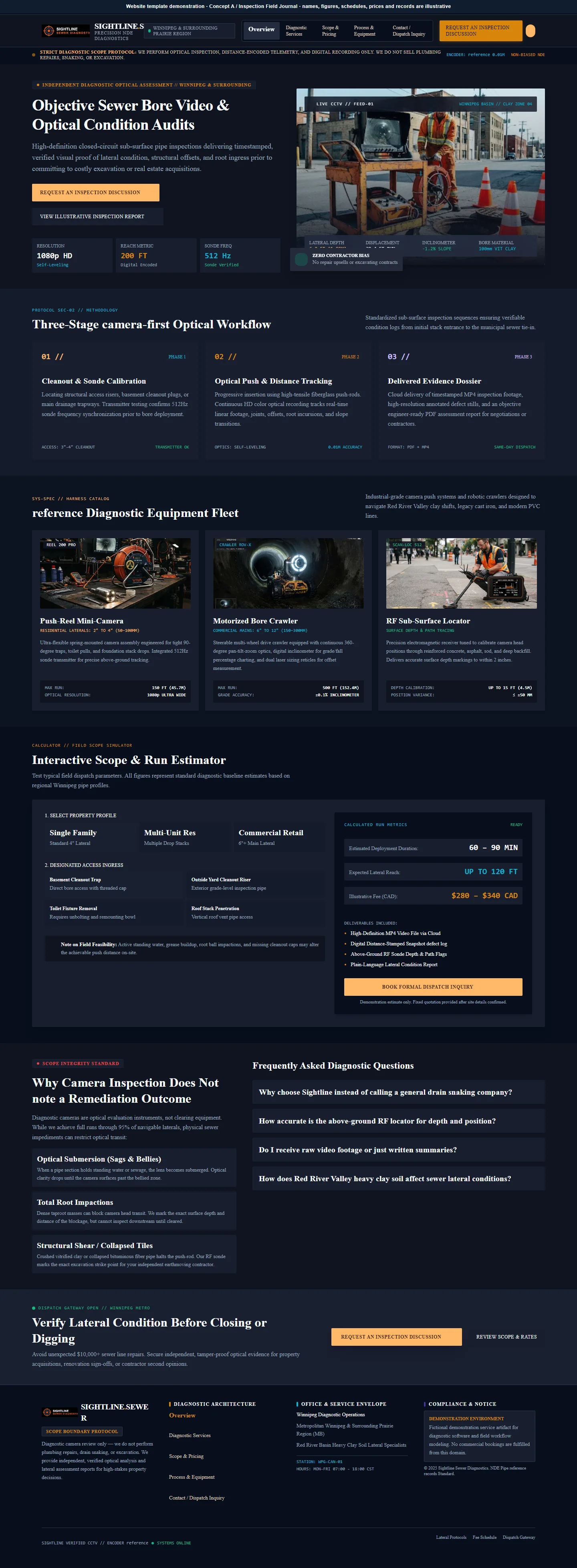 Sightline Sewer website template preview