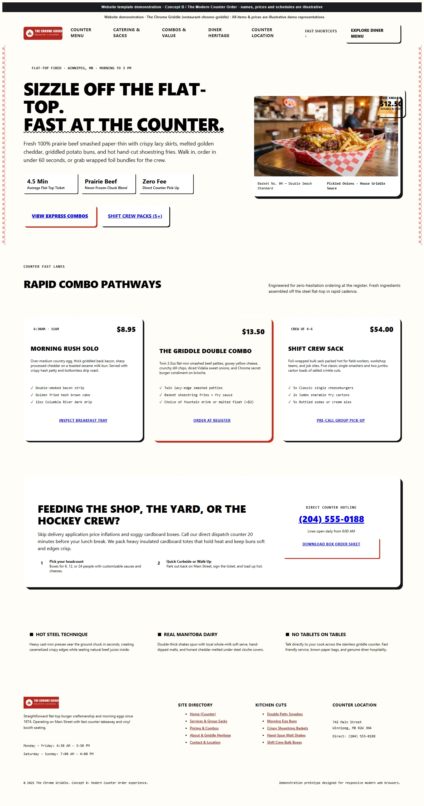 The Chrome Griddle website template preview