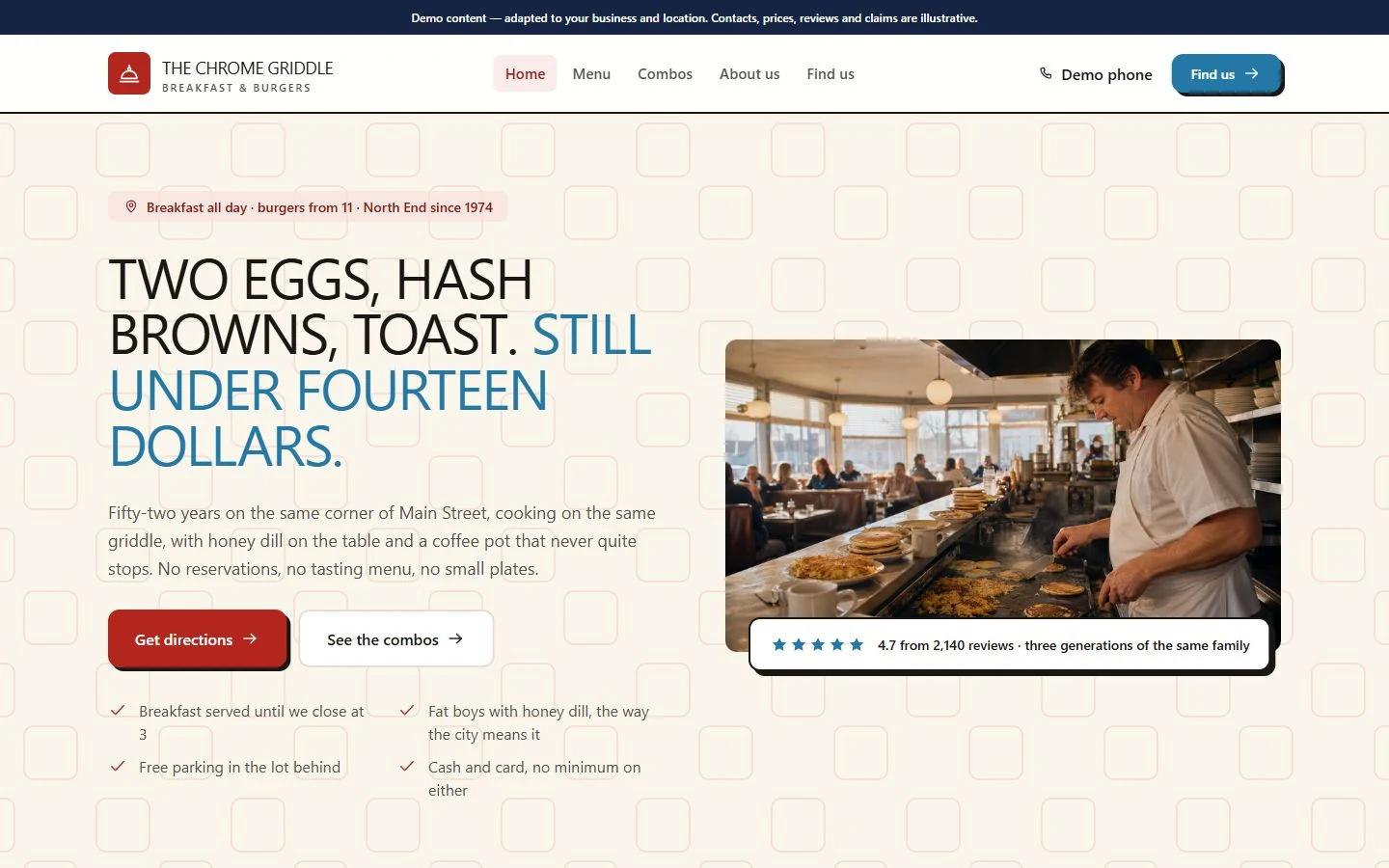 The Chrome Griddle website template preview