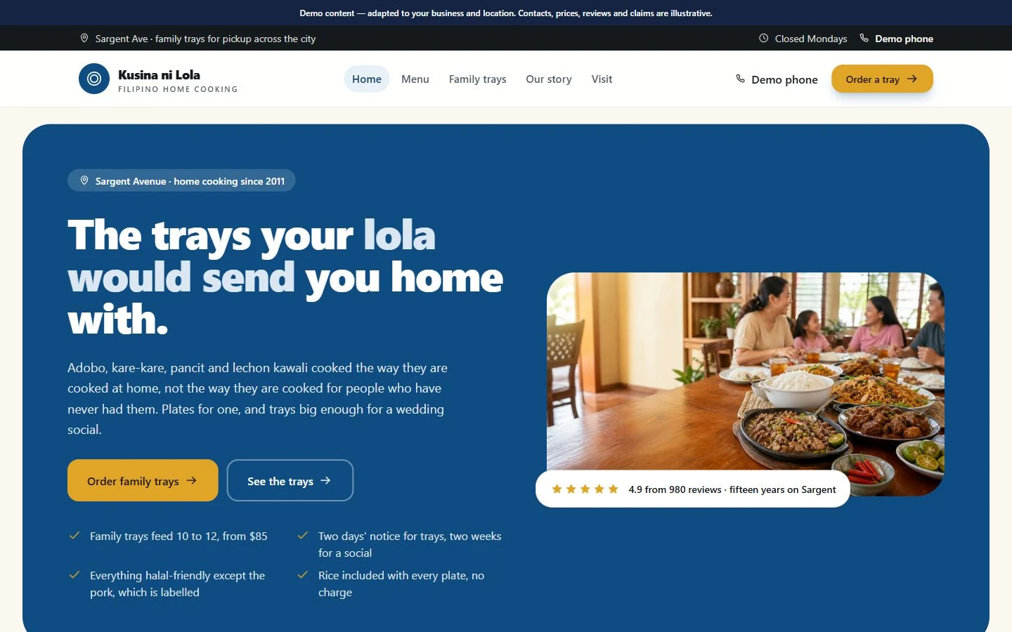 Kusina ni Lola website template preview