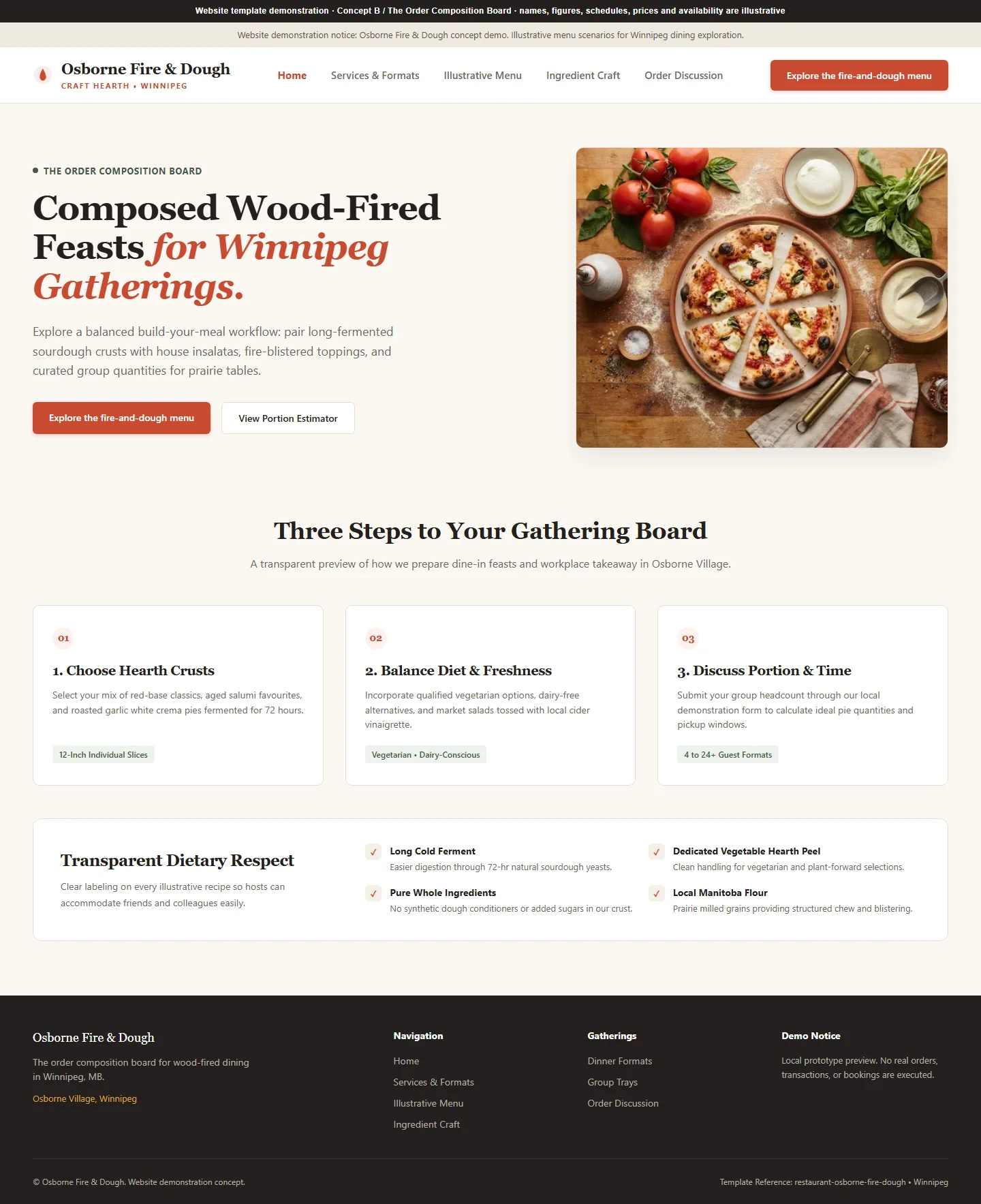 Osborne Fire & Dough website template preview