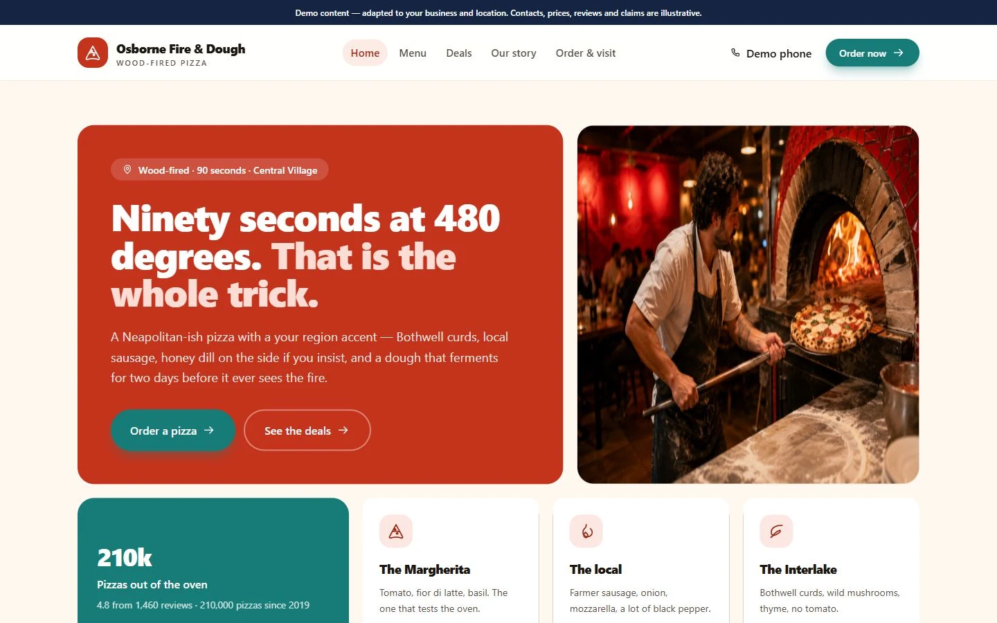 Osborne Fire & Dough website template preview