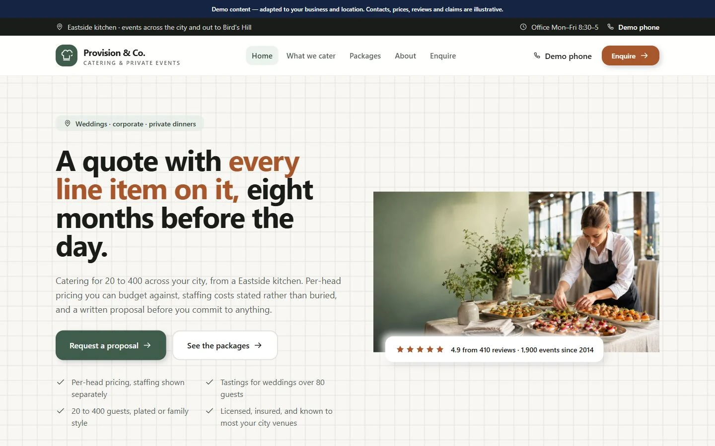 Provision & Co. website template preview