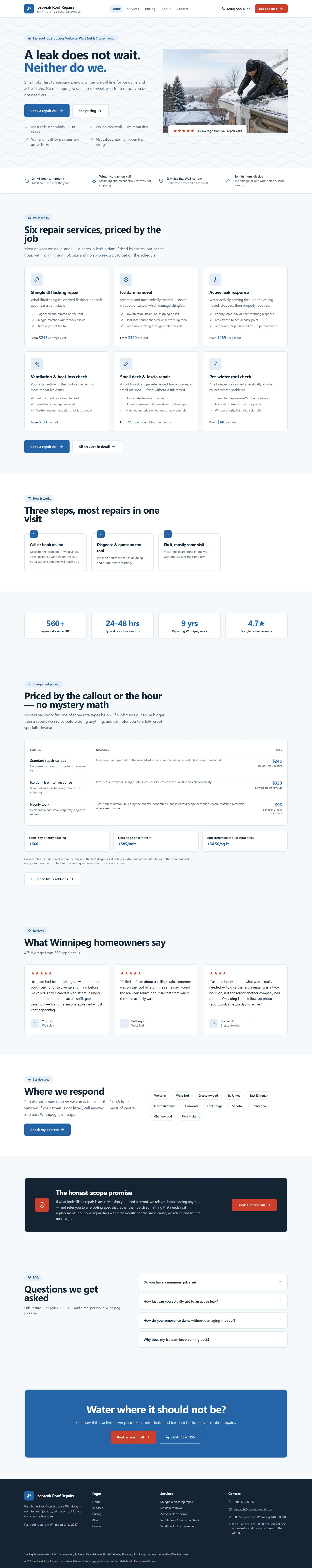 Icebreak Roof Repairs website template preview