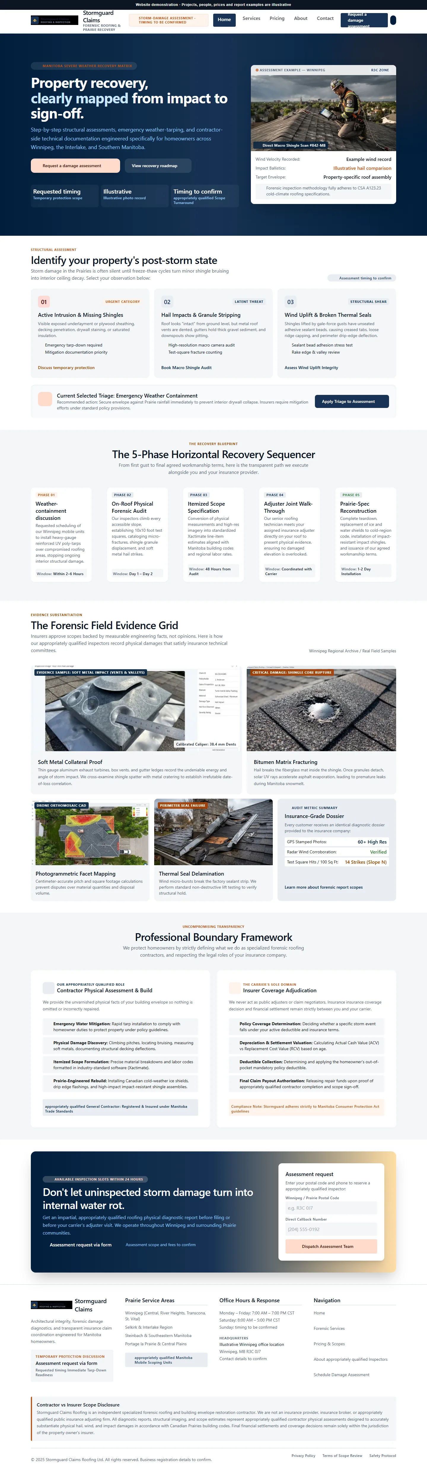 Stormguard Claims Roofing website template preview