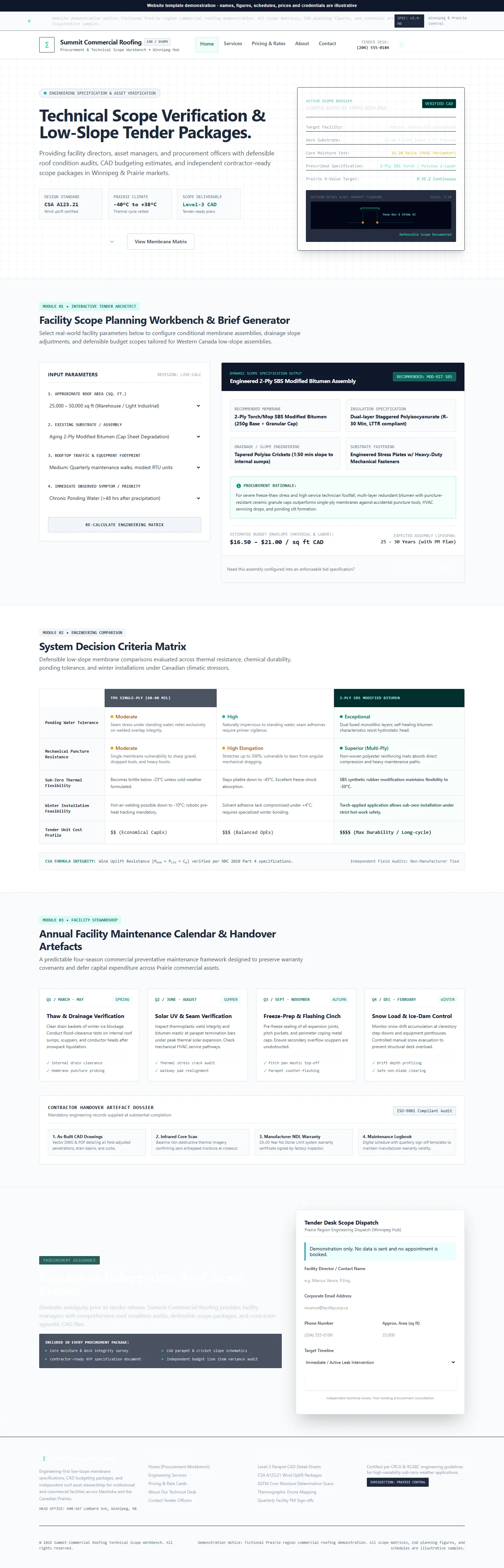 Summit Commercial Roofing website template preview