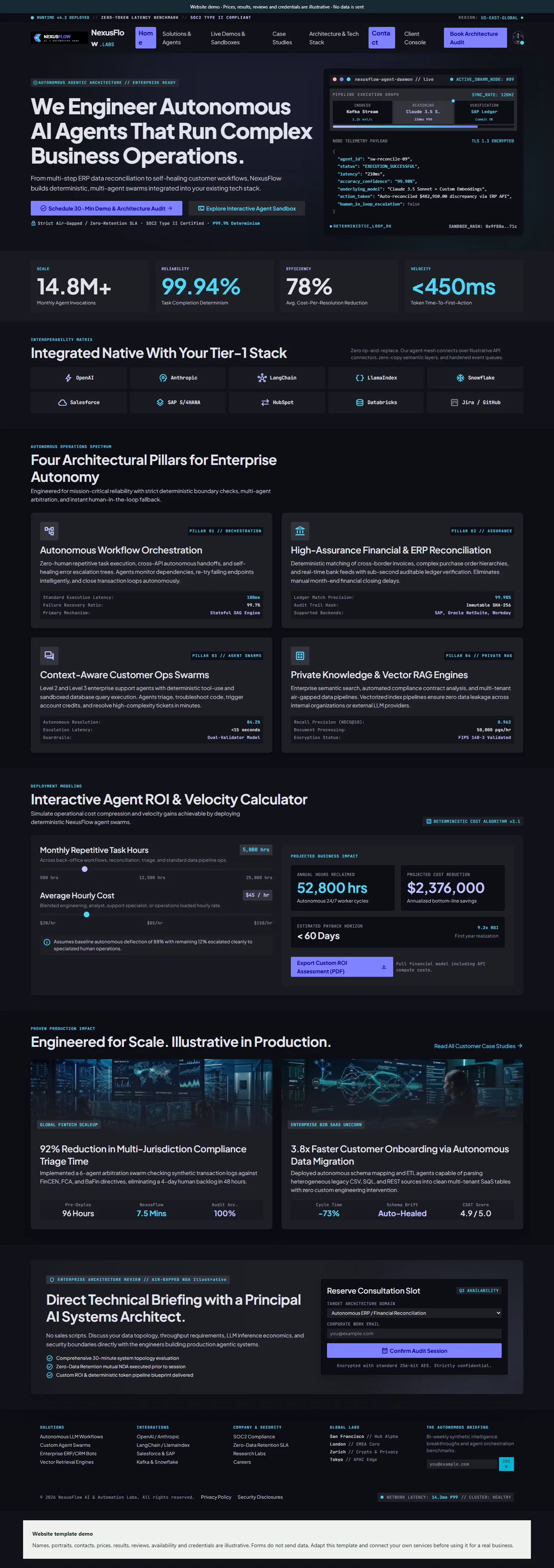 NexusFlow AI website template preview