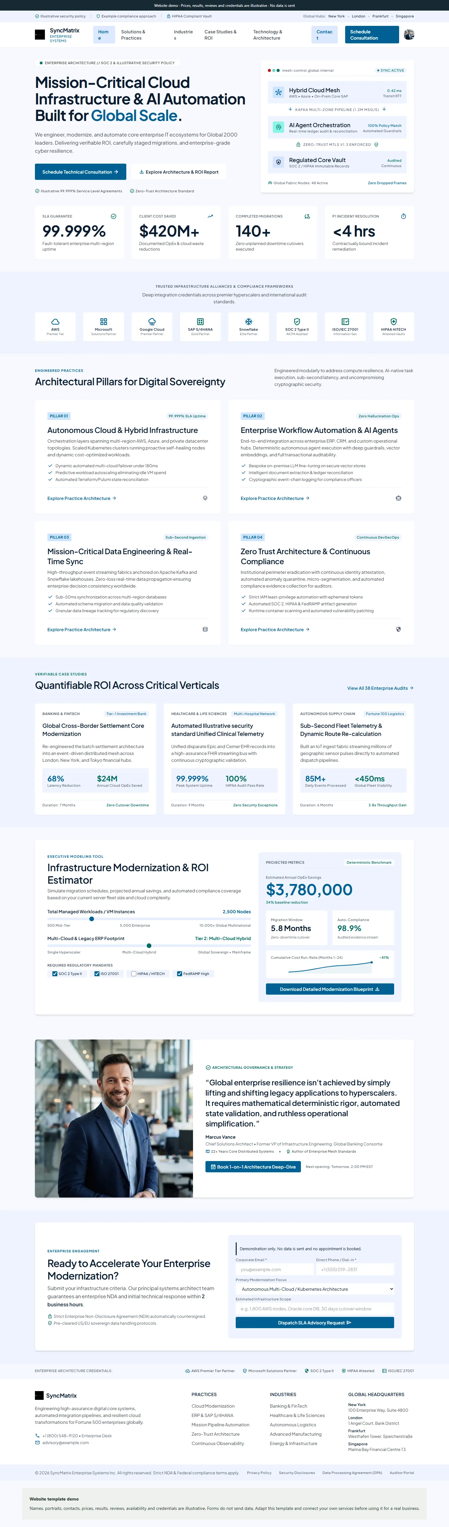 SyncMatrix Enterprise website template preview